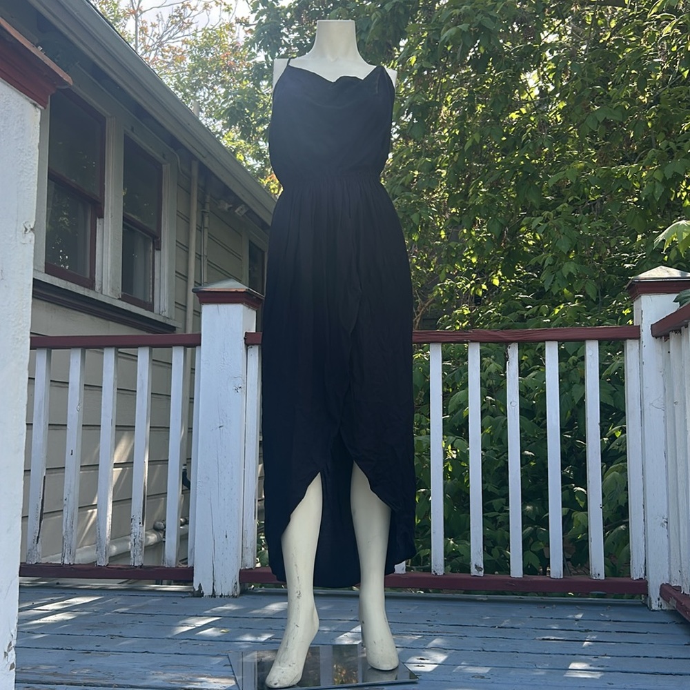 Indah Black Draped High-Low Dress